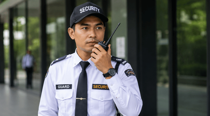 Professional security personnel on duty