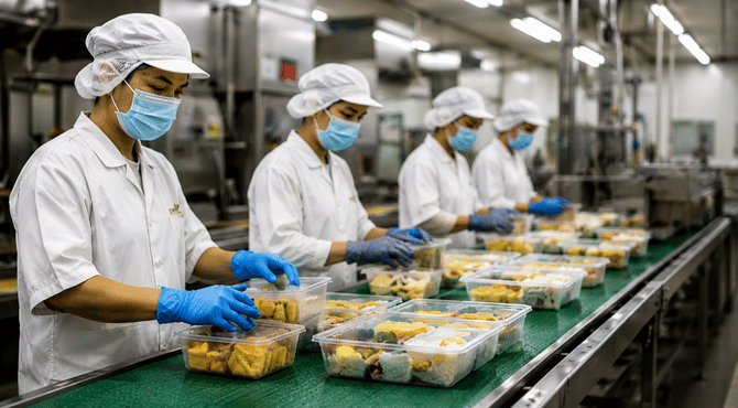 Asian manufacturing worker operating industrial machinery